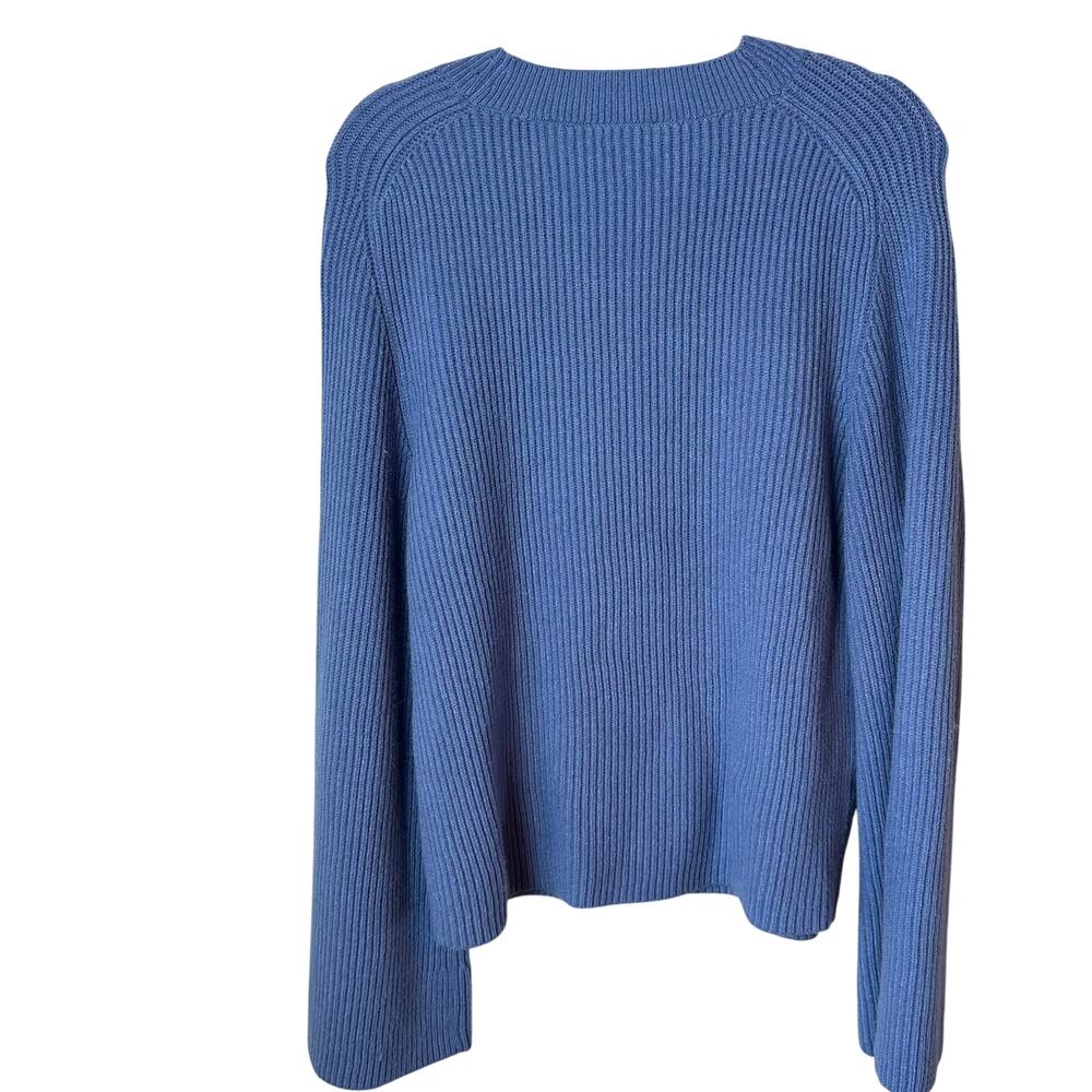 NWT Ann Taylor Ribbed Scoop Neck Sweater XL Blue Fitted Stretch Knit - Picture 4 of 8